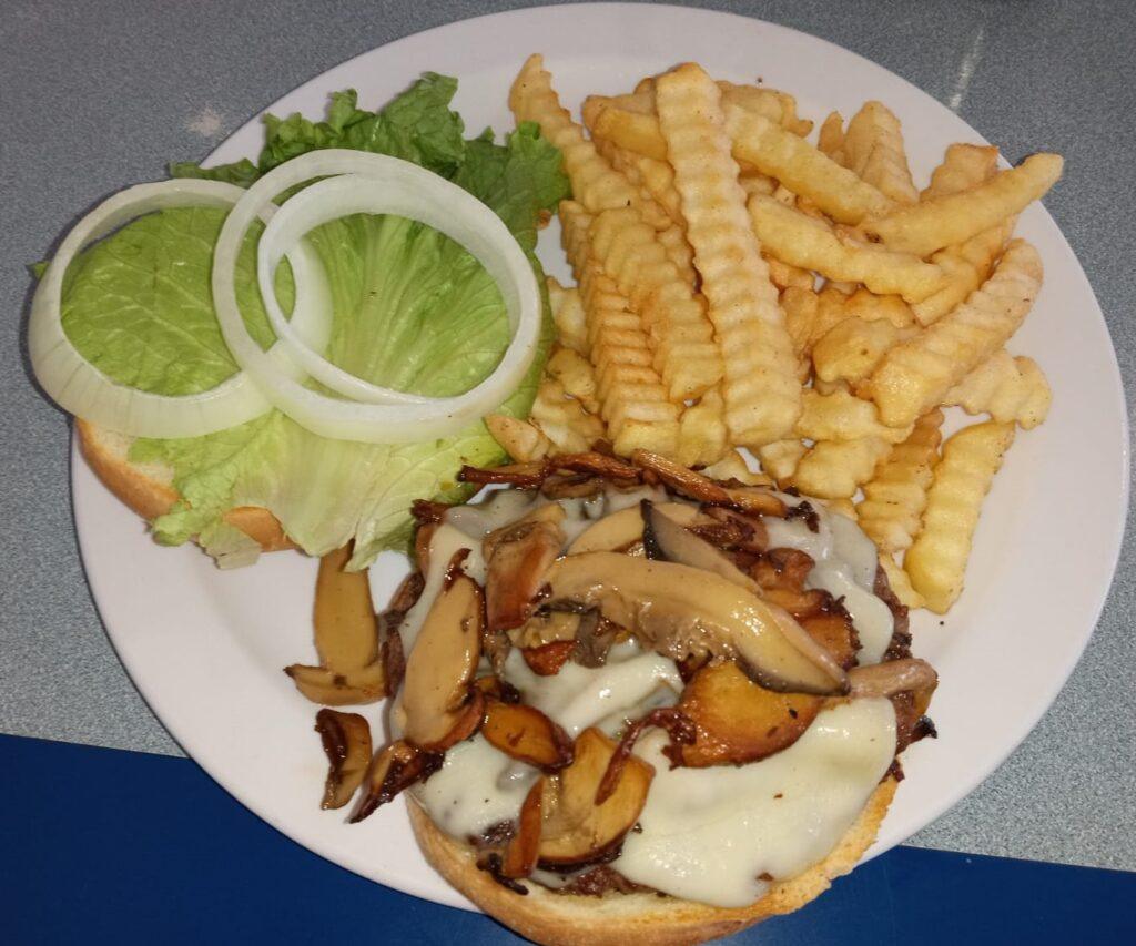 Swiss Cheese Mushroom Burger