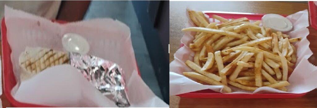 Falafel Wrap and French fries